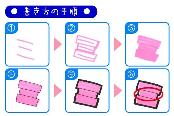 手書きPOP袋文字「ミ」の書き方とポイント