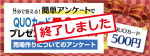 １２月の もれなく貰えるアンケート ～QUOカード500円分プレゼント！～