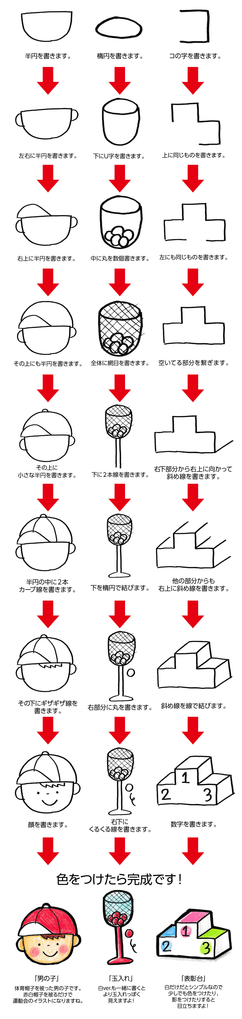 運動会の手書きpop用イラストを書こう ドラッグストアてんとうむし