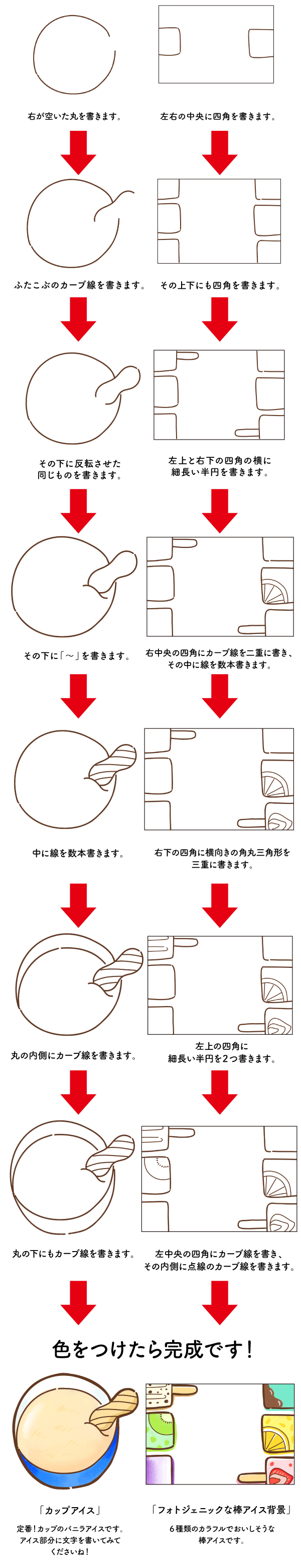 アイス の手書きpop用イラストを書こう ドラッグストアてんとうむし